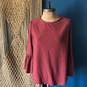 Burgundy bell sleeved blouse
